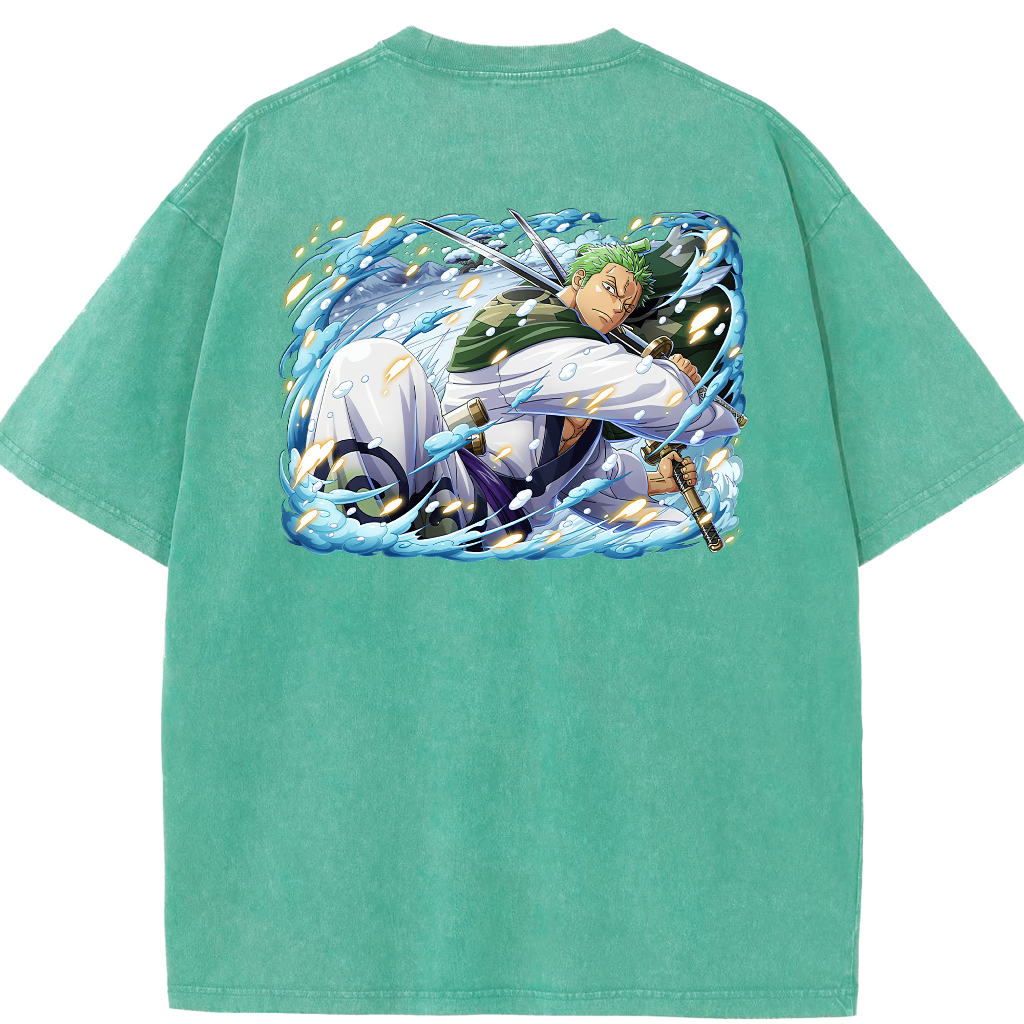 ワンピース ロロノア・ゾロ ONE PIECE Roronoa Zoro 綿100% ヴィンテージ風 半袖Tシャツ（背面プリント）